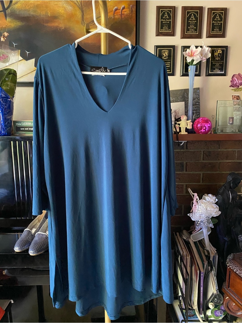Sympli Teal V-Neck Tunic